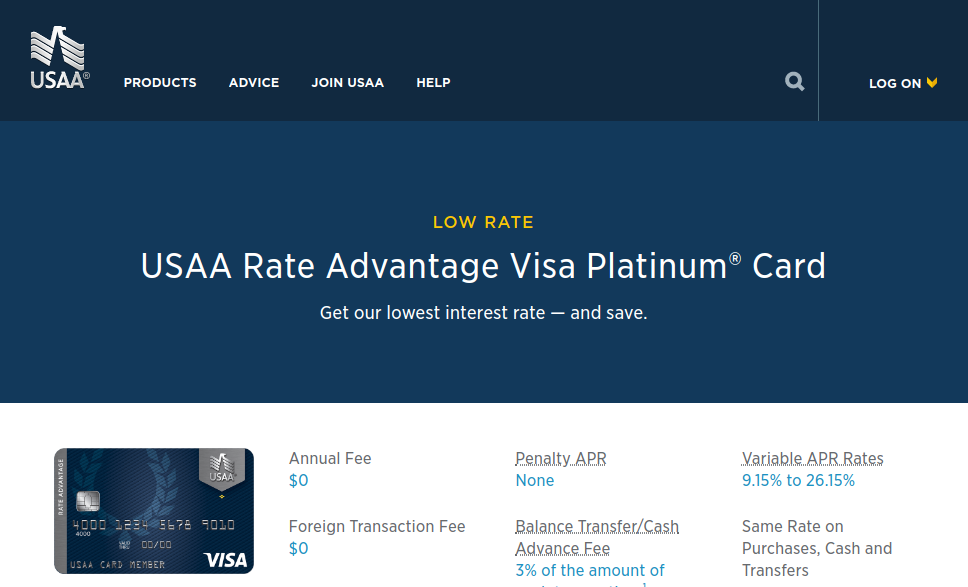 USAA Rate Advantage Visa Platinum Credit Card logo