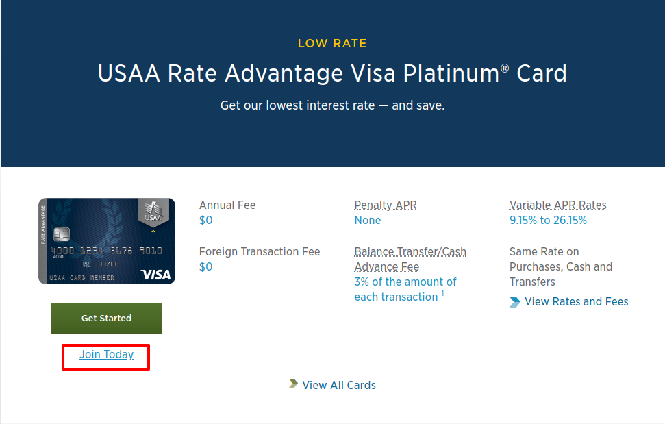 USAA Rate Advantage Visa Platinum card join
