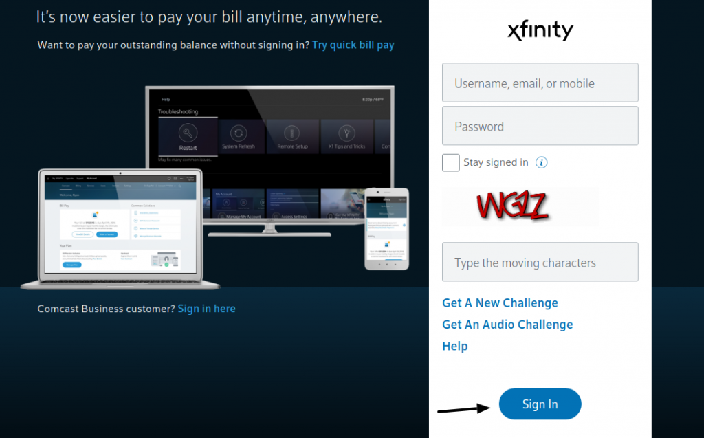 Sign in to Xfinity
