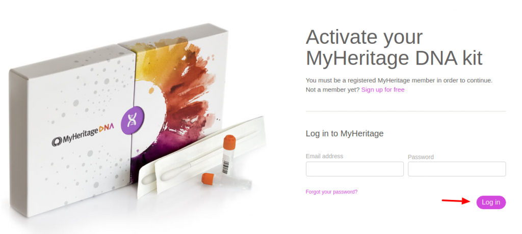 DNA activation - MyHeritage Login