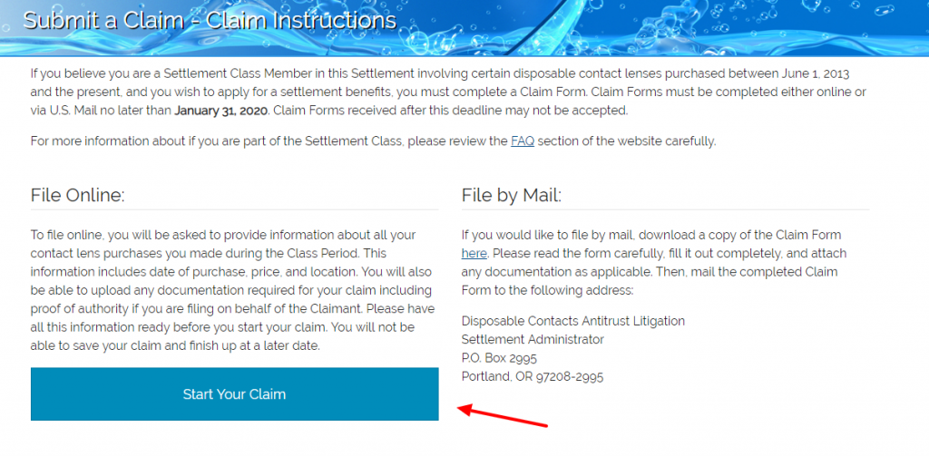 Submit a Claim Instructions