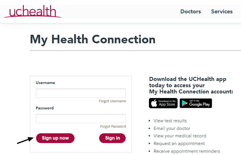 UCHealth Patient Sign Up