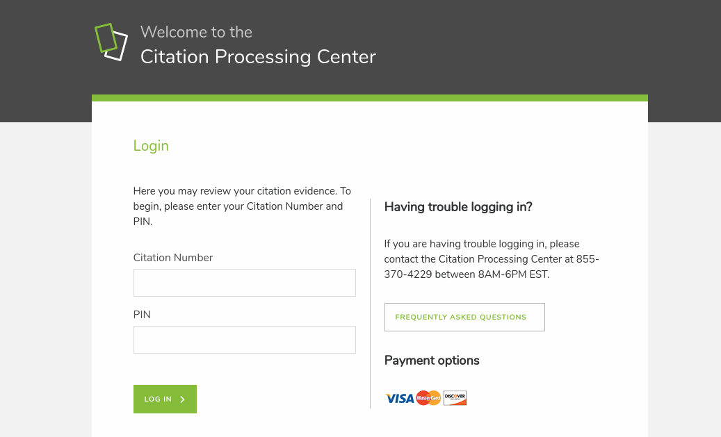 Citation processing center Login