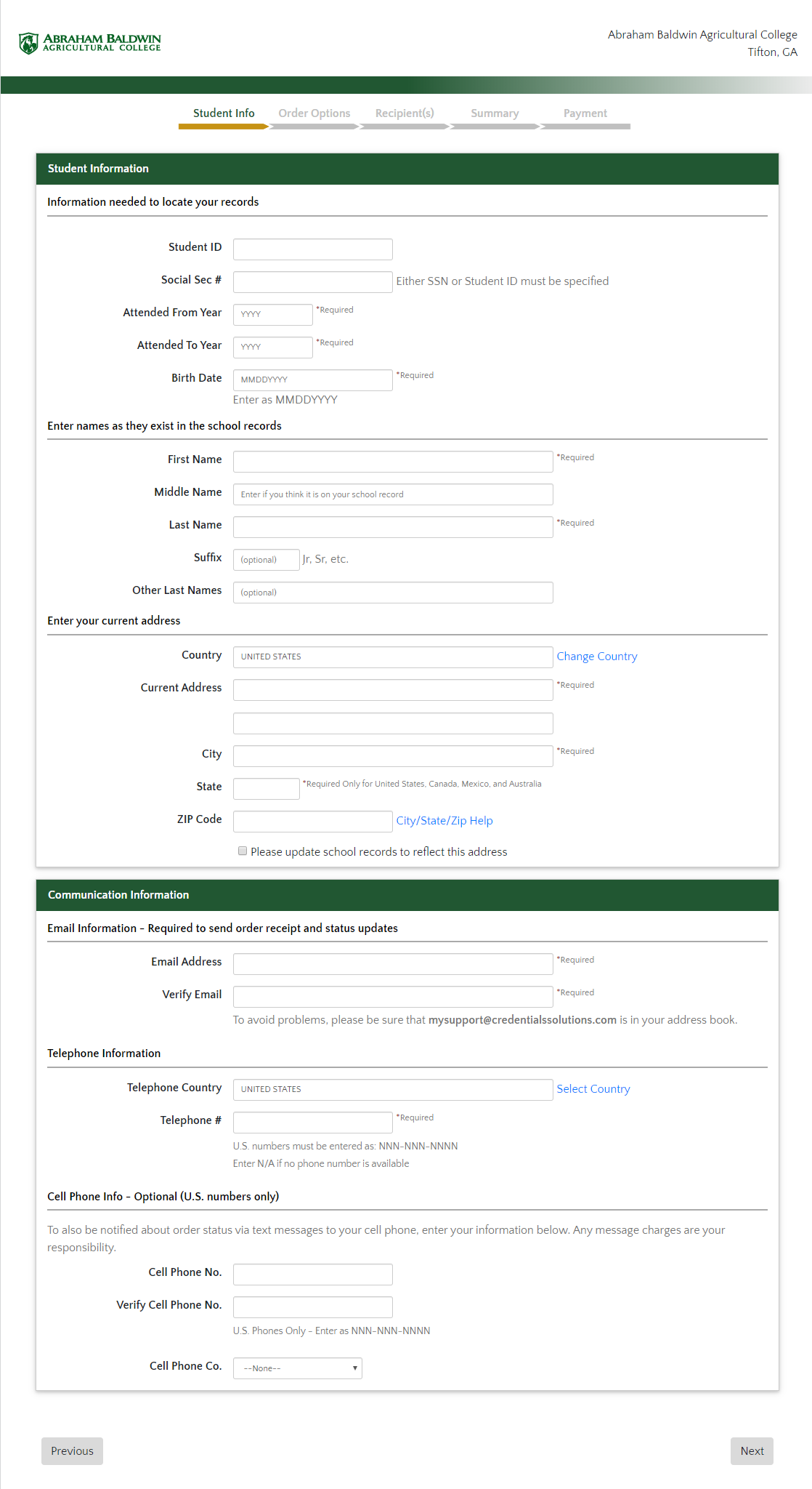 order a transcript from Credentials SolutioTranscript Order Student Informationns online