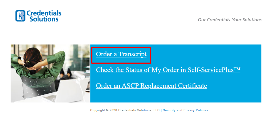 order a transcript from Credentials Solutions online