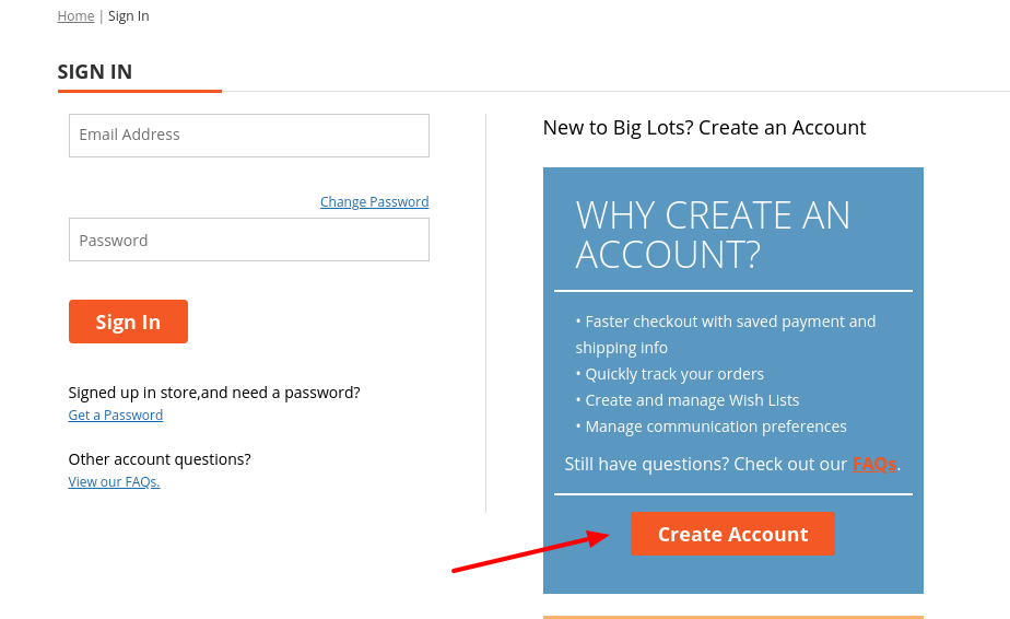 Big Lots Create Account