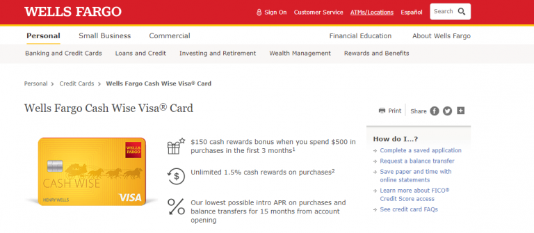 Wells Fargo Cash Wise Visa Credit Card Apply