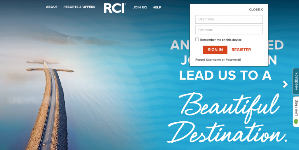 rci vacations login