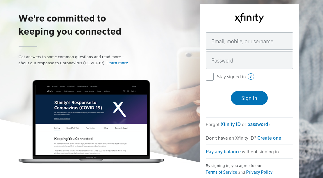 Sign in to Xfinity