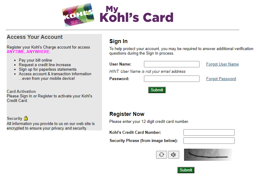 Kohl’s Credit Card Login