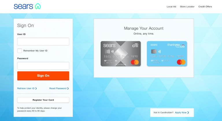 sears credit card login