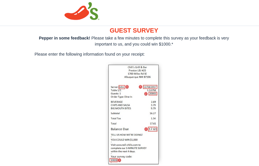 tell chilis survey