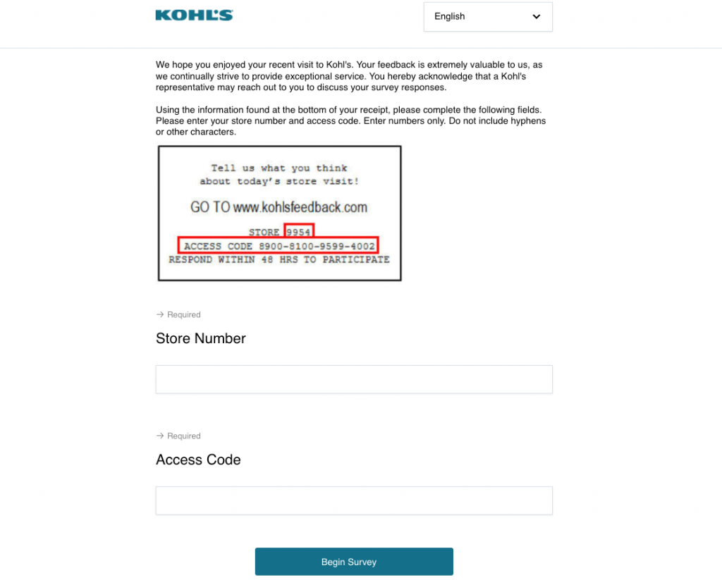 kohls survey