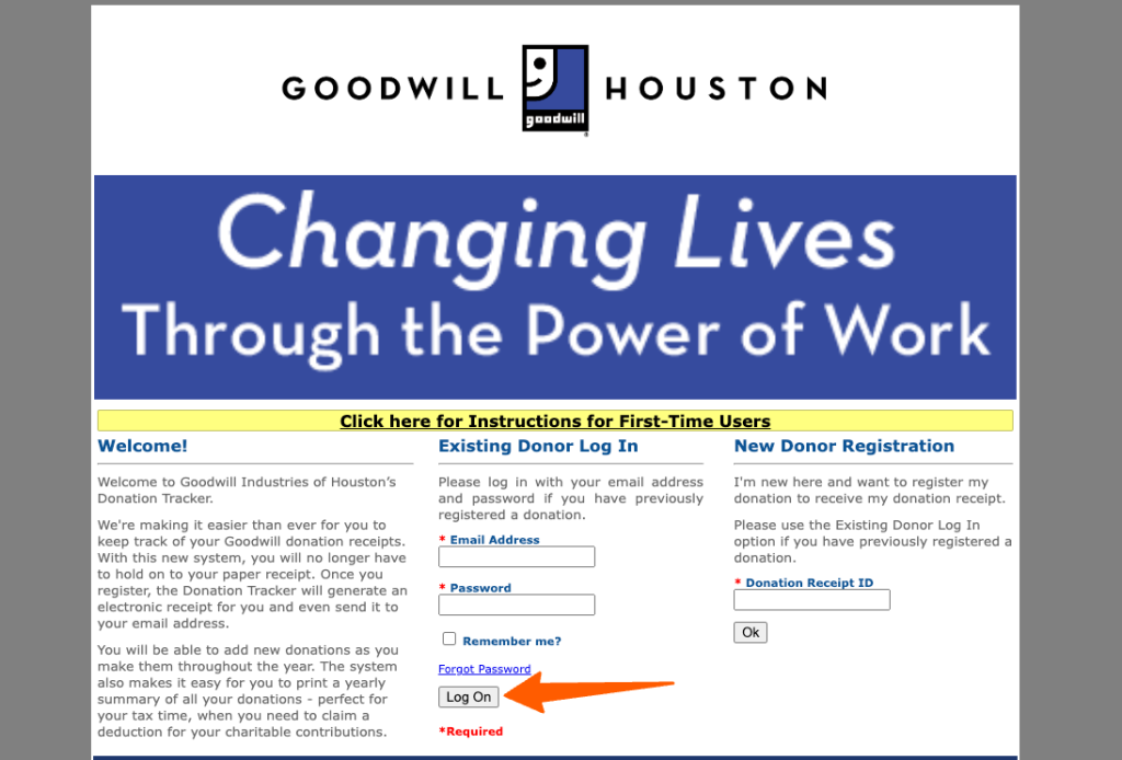 goodwill donation login